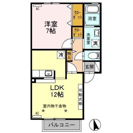 プレアデス・コートD(1LDK/2階)の間取り写真