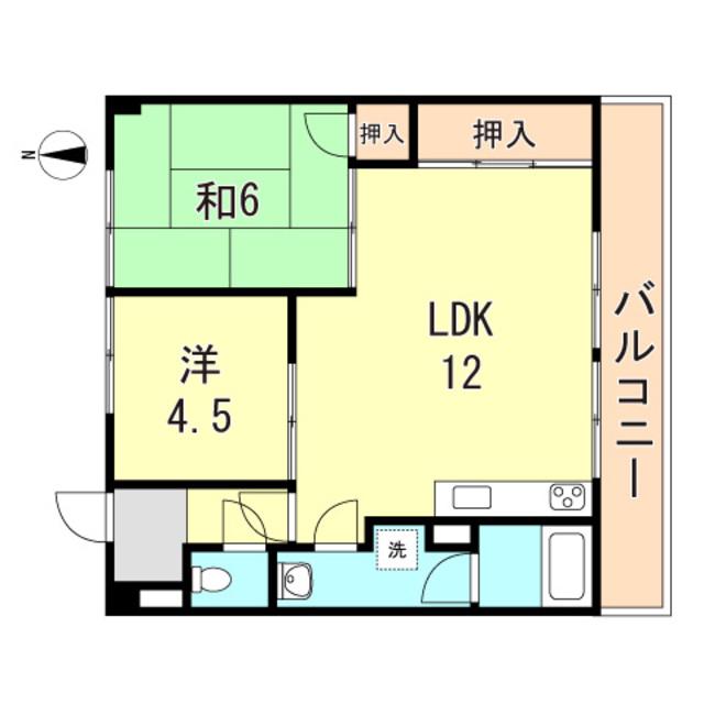 森ビル(2LDK/3階)の間取り写真