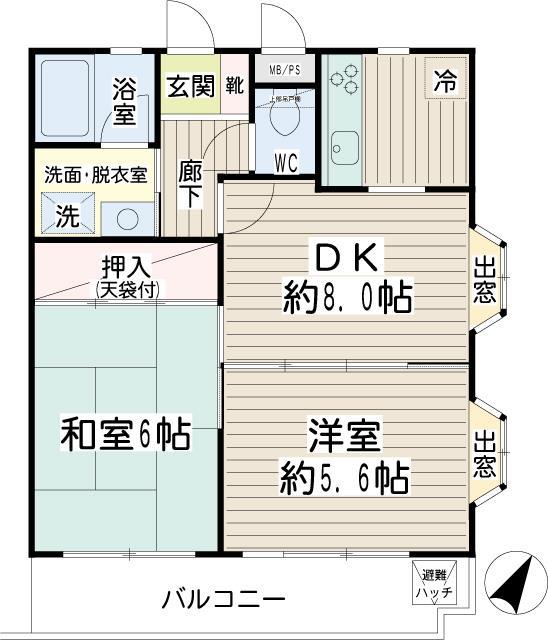 NICアーバンハイム上大岡第2(2DK/4階)の間取り写真