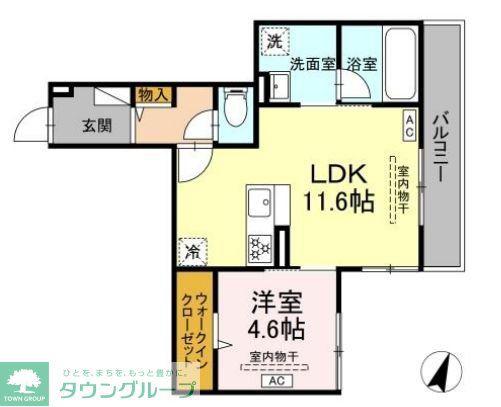 D PAINA ODORIBA(1LDK/2階)の間取り写真