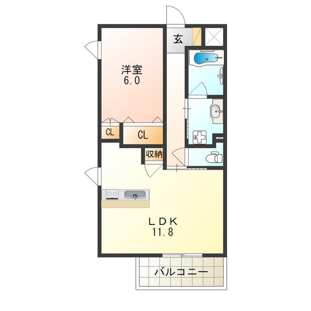 コーラルリーフ住吉(1LDK/3階)の間取り写真