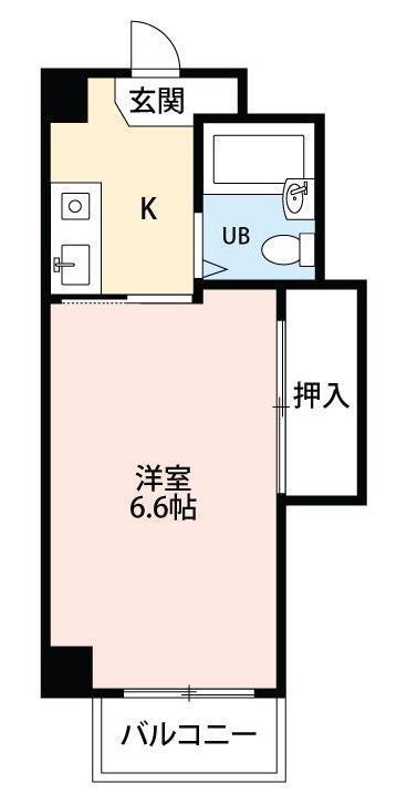 セルリアンブルー(1K/1階)の間取り写真