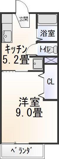 パクスフォーレ上地(1K/2階)の間取り写真
