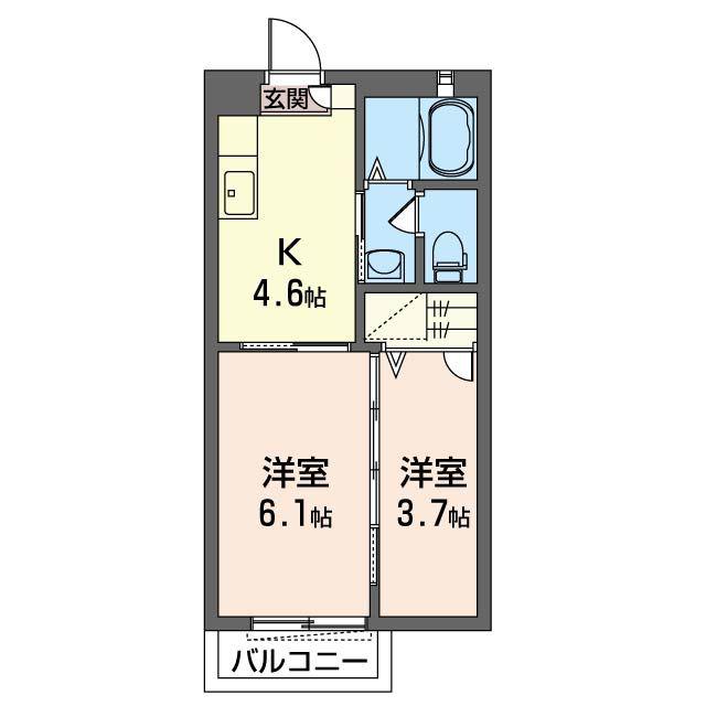 エンジェルB(2K/2階)の間取り写真