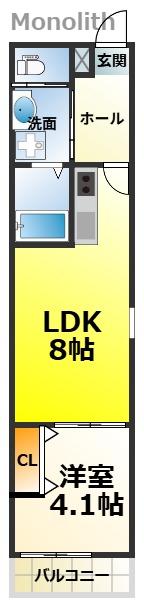 KS ノース PLACE(1LDK/1階)の間取り写真
