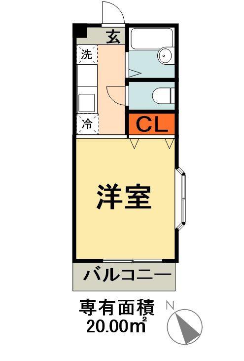 ROCKY高洲(1K/4階)の間取り写真