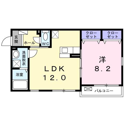 ウエストパイン(1LDK/2階)の間取り写真