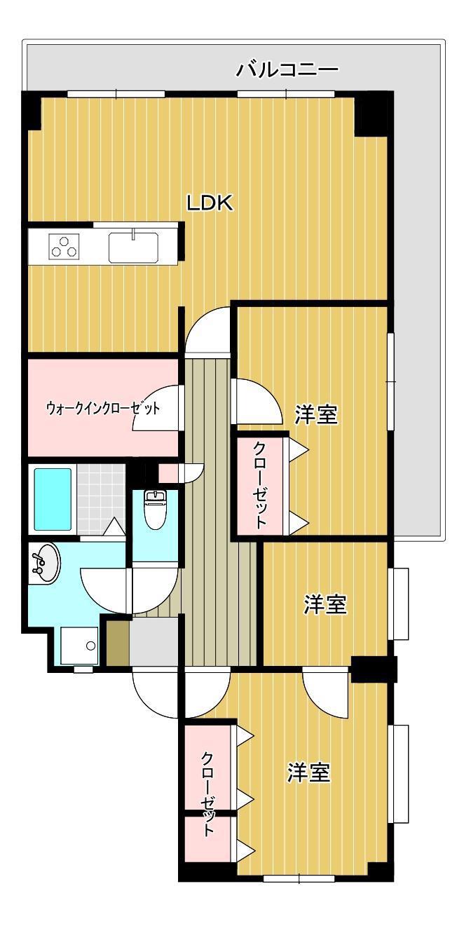 足利スカイタワー16(3LDK/3階)の間取り写真