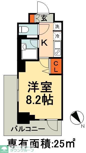 パークアクシス千葉(1K/8階)の間取り写真