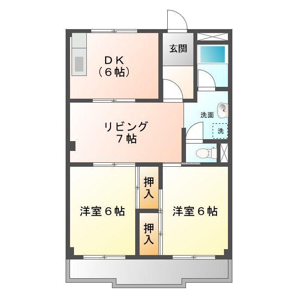 パティオ野並(2LDK/4階)の間取り写真
