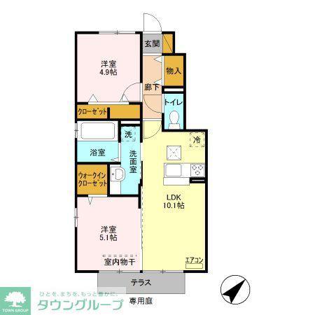 ERBENHEIMVI(2LDK/1階)の間取り写真