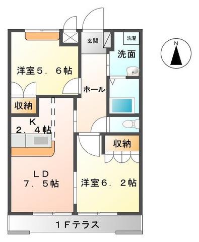 マリーゴールド(2LDK/1階)の間取り写真