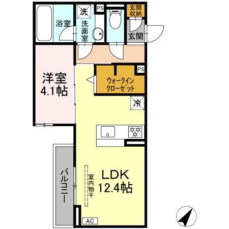 DCREST新川N(1LDK/1階)の間取り写真