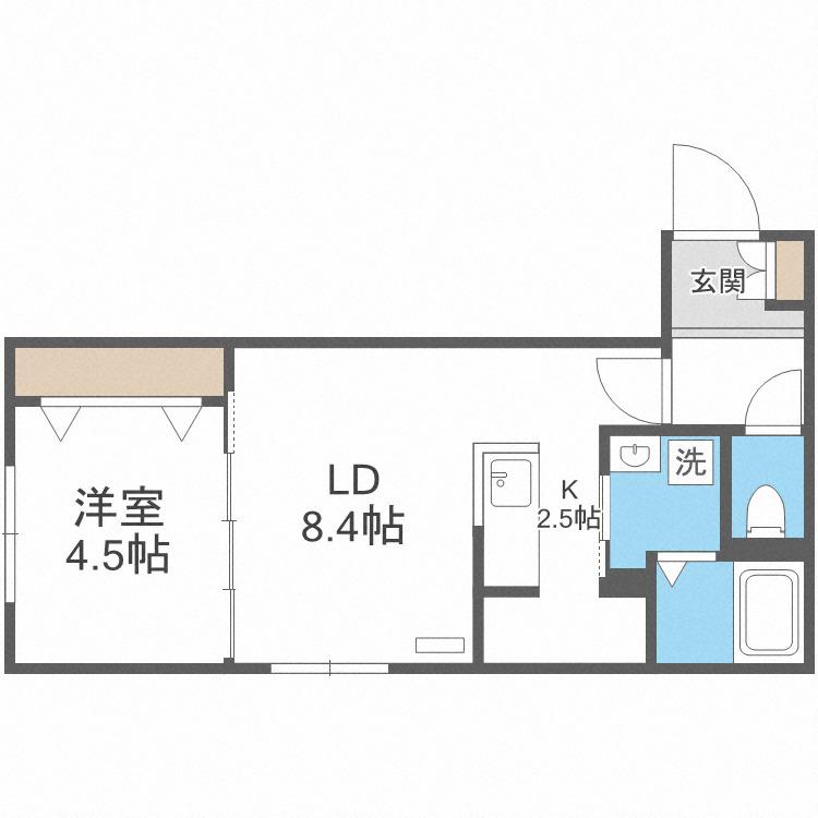 RITZ GRANDE琴似(1LDK/1階)の間取り写真