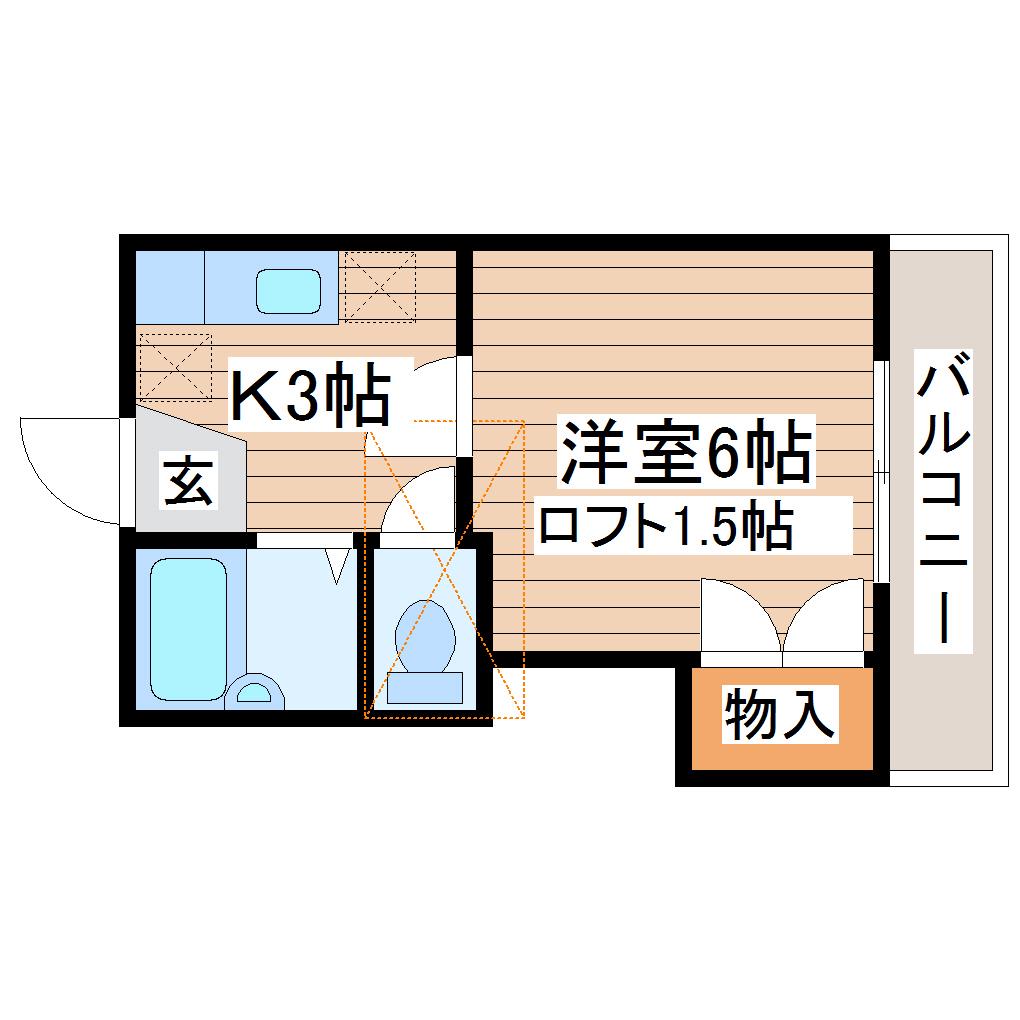 アドバンス長町南(1K/1階)の間取り写真