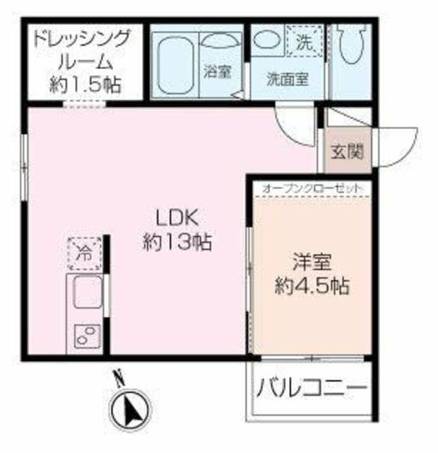 ETSUBO長後(1LDK/1階)の間取り写真