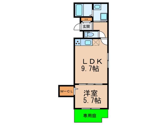 ベルフルール(1LDK/1階)の間取り写真