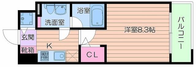 プラウドフラット新大阪(1K/12階)の間取り写真