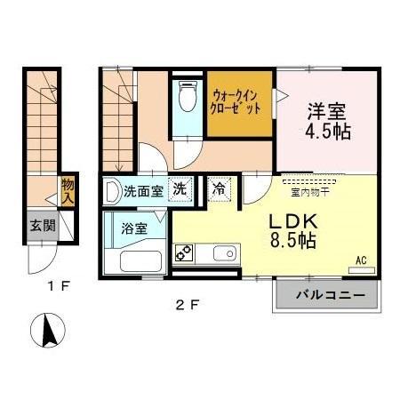 フェリスさくらIII(1LDK/2階)の間取り写真