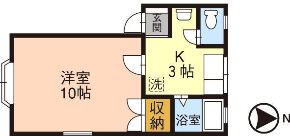 シルク槙(1K/2階)の間取り写真