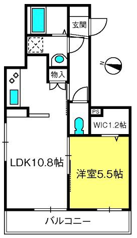 リビオン西青木(1LDK/2階)の間取り写真