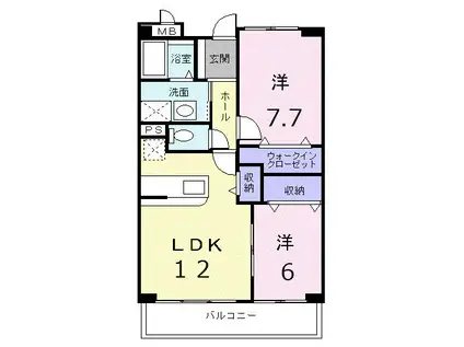ル・ボヌール(2LDK/4階)の間取り写真