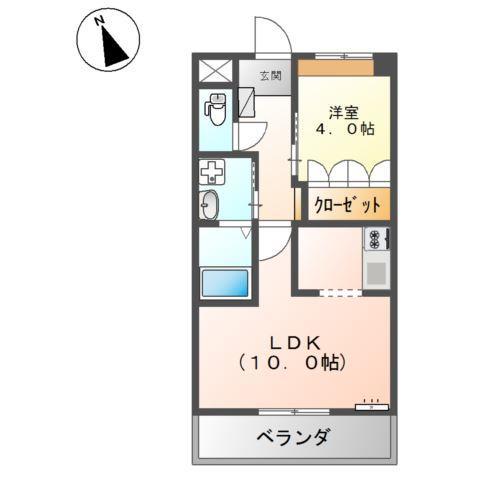 グランディール(1LDK/2階)の間取り写真