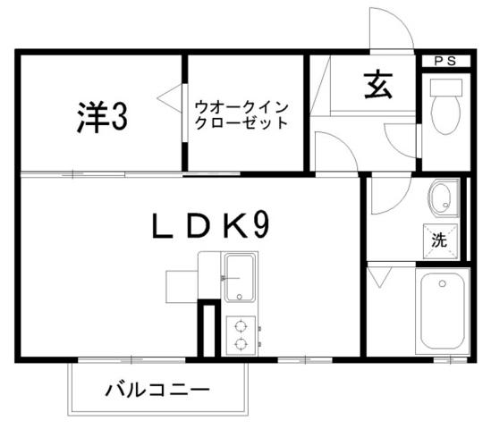 シルフィ越前町(1LDK/2階)の間取り写真
