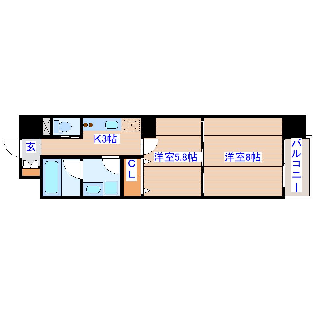 レグルス北目町(2K/7階)の間取り写真