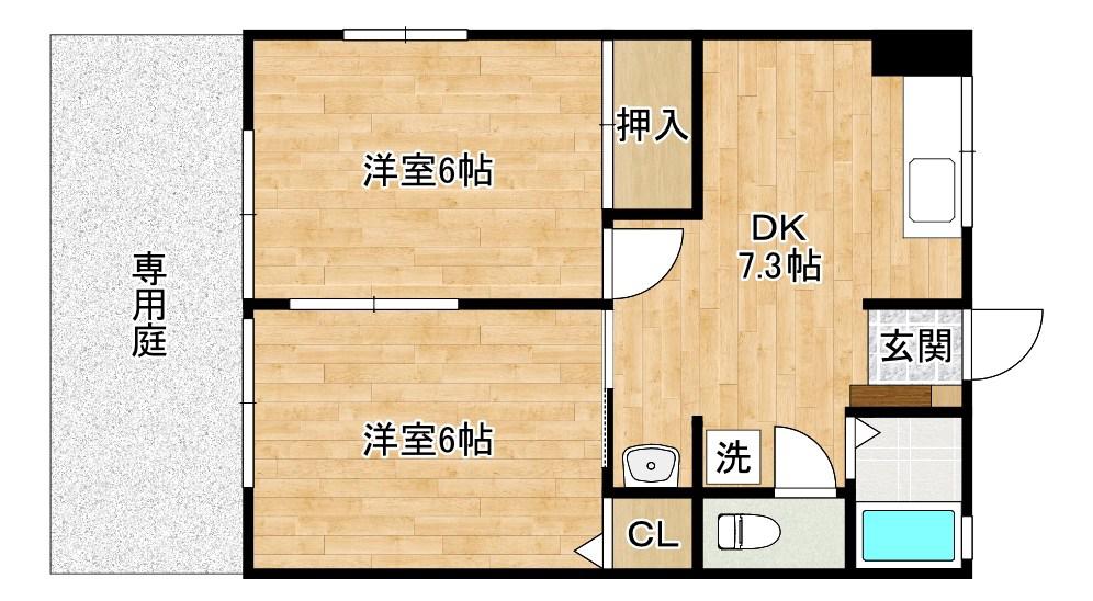 福恵レジス(2DK/1階)の間取り写真