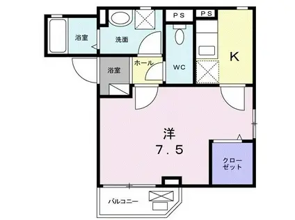 カーサ ルフス(1K/2階)の間取り写真