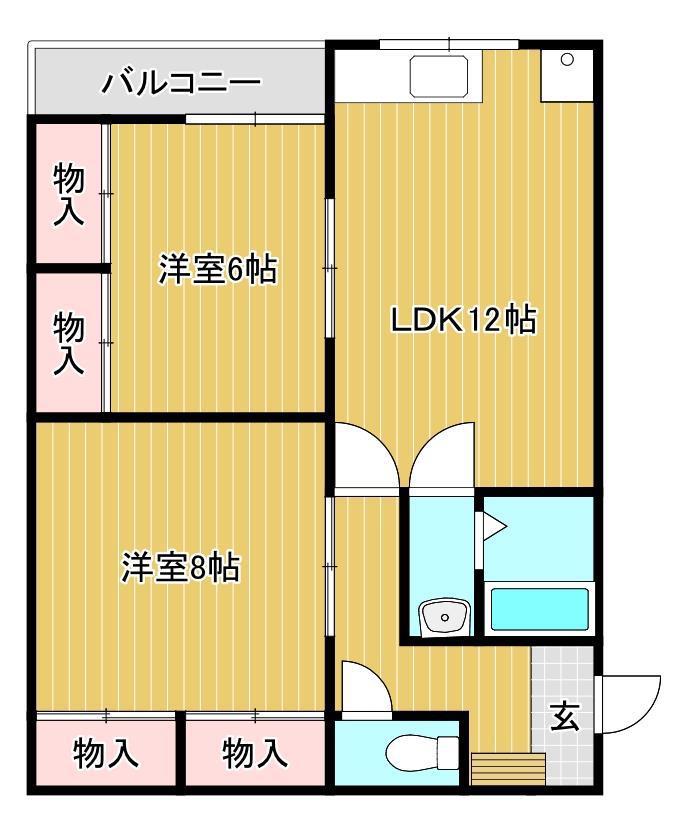 グリーンハイム(2LDK/3階)の間取り写真