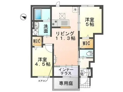 ベルワン(2LDK/1階)の間取り写真