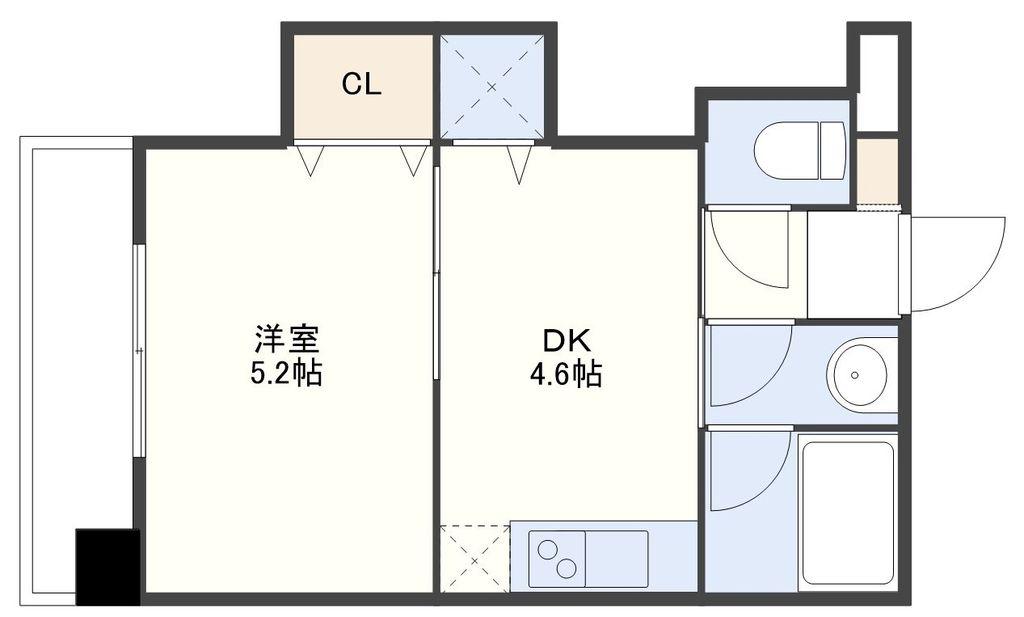 エーデルワイス滑石(1DK/4階)の間取り写真