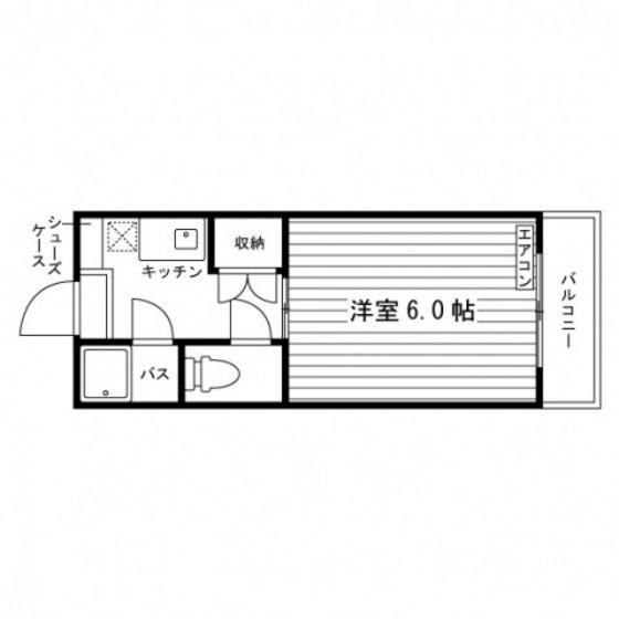 カレッジハイツ岡山(1K/3階)の間取り写真