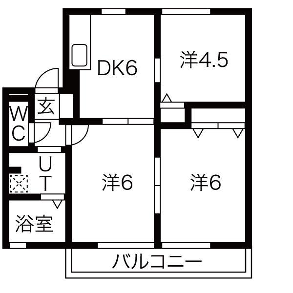 ラグーナC(3DK/2階)の間取り写真