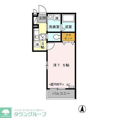クレインハウス(1K/1階)の間取り写真