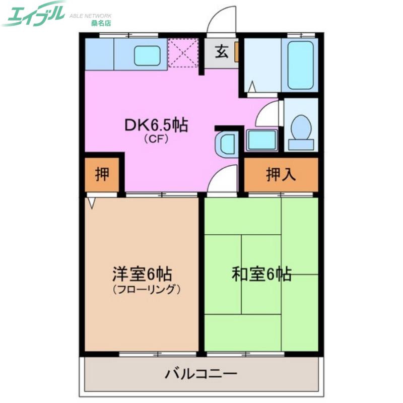 ボンボヤージ(2DK/2階)の間取り写真