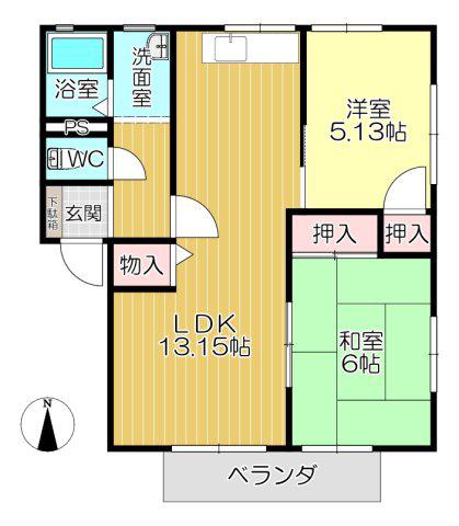 ドミール南小路C(2LDK/1階)の間取り写真
