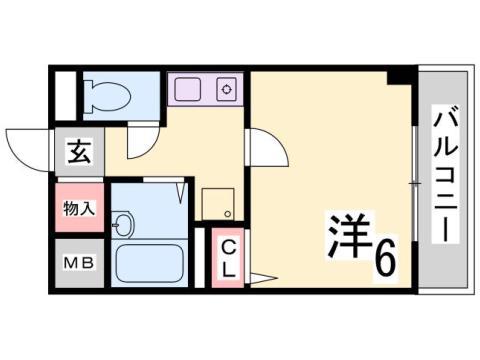 六甲ヒノキ(1K/3階)の間取り写真