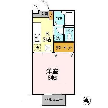フローラタカラ(1K/1階)の間取り写真