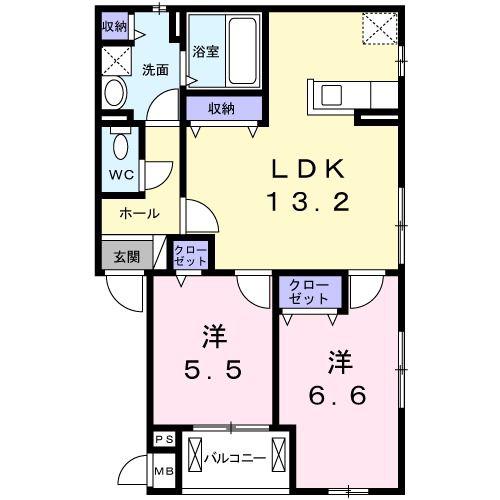 グレース ヴィラ(2LDK/3階)の間取り写真