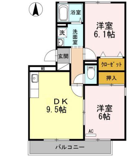 ロイヤルガーデン 雅 A(2DK/3階)の間取り写真