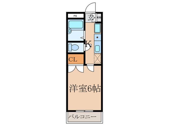 ポートハウスⅡ(1K/1階)の間取り写真