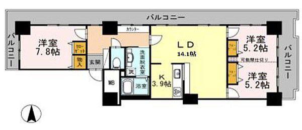 品川シーサイドビュータワーII(3LDK/3階)の間取り写真