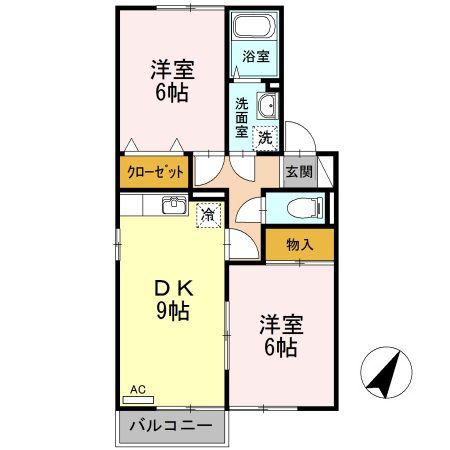 KSプロパティ(2DK/1階)の間取り写真