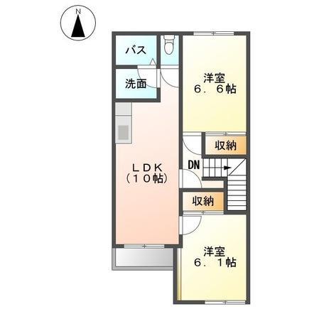 リバービュー(2LDK/2階)の間取り写真
