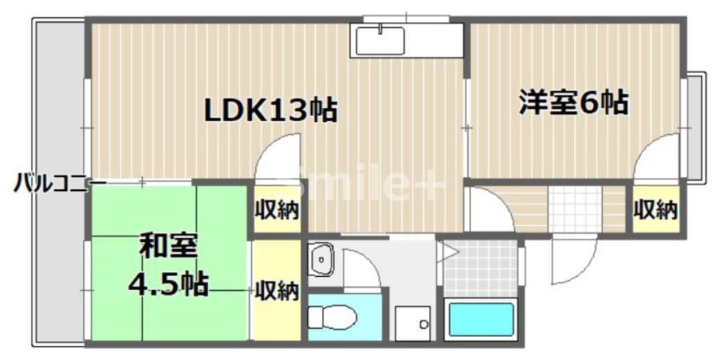 コンフォート今(2LDK/2階)の間取り写真