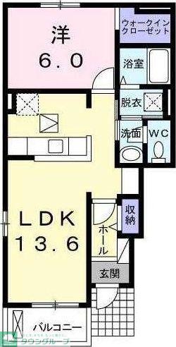 メゾン ドゥ フルール(1LDK/1階)の間取り写真