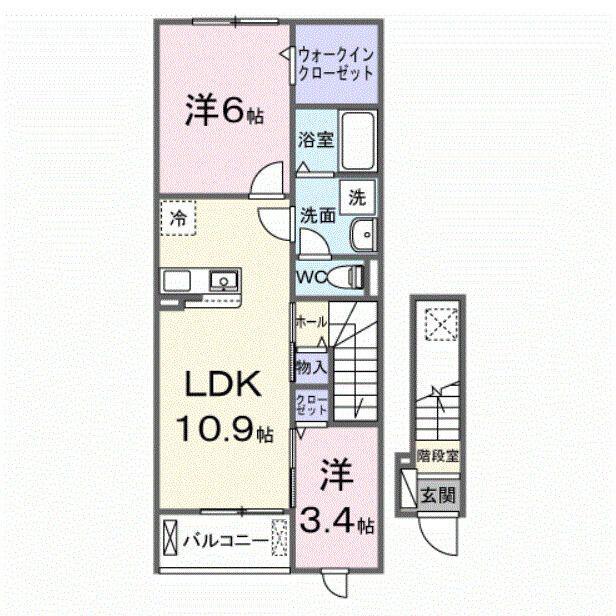 ファビオネスト駒沢(2LDK/2階)の間取り写真